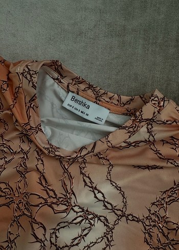 Stradivarius Mor Kelebek Desenli Bohem Uzun Kollu Bluz
