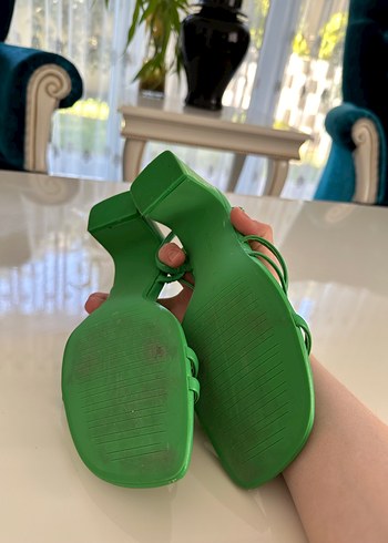 36 Beden yeşil Renk Yeşil İnce Topuklu Minimalist Kadın Sandalet