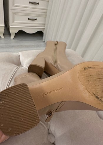 Bej Deri Kadın Topuklu Bot Stradivarius - Görsel 4