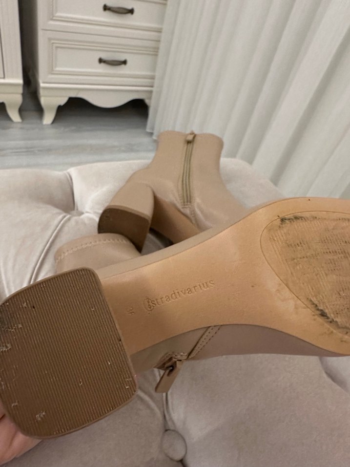 Bej Deri Kadın Topuklu Bot Stradivarius - Görsel 4