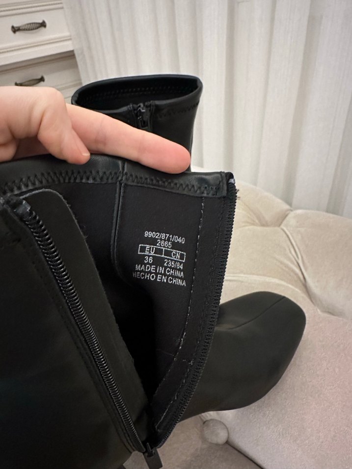 Siyah Deri Topuklu Kadın Bot - Görsel 3