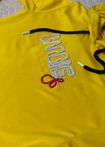 36 Beden Sarı Hoodie Barbie Elbise