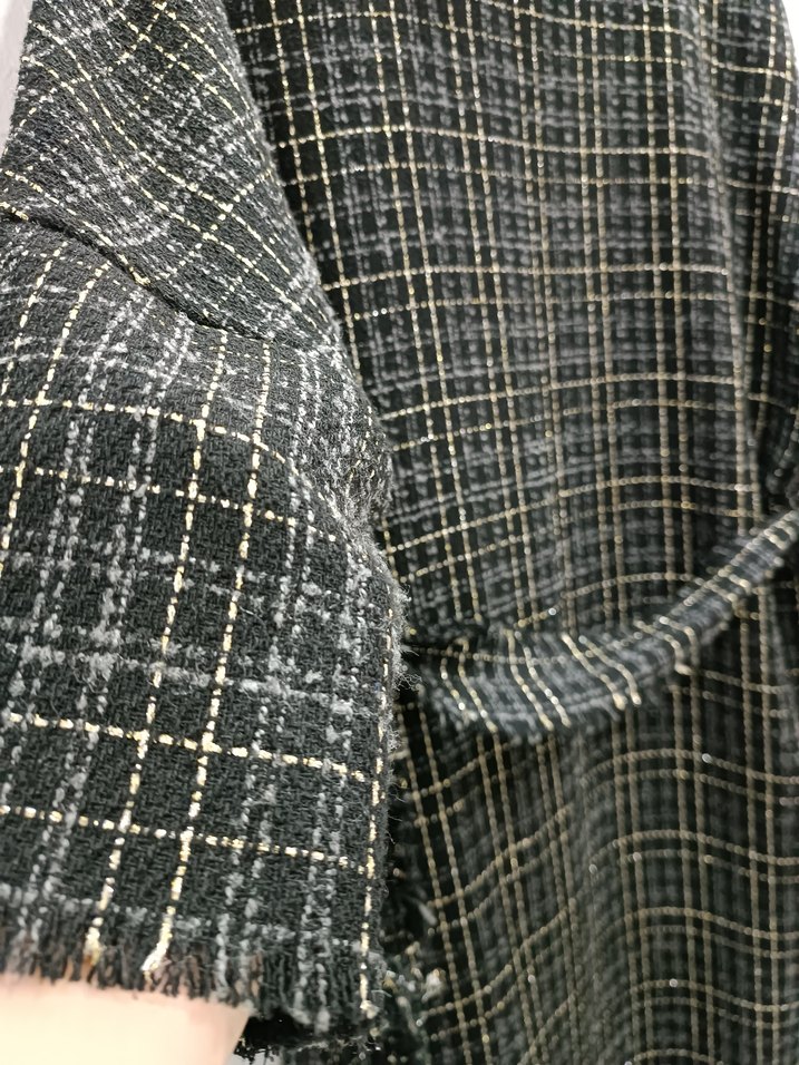 Kadın Gri  Gold Ekose Desenli Uzun Salaş Kimono - Görsel 5