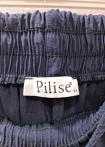 Lacivert Uzun Kollu Yaka Detaylı Bluz ve Pantolonu - Görsel 6