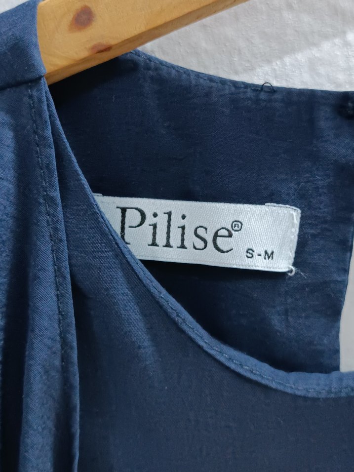 Lacivert Uzun Kollu Yaka Detaylı Bluz ve Pantolonu - Görsel 3