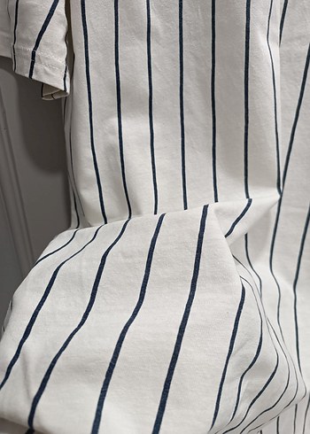 Erkek Gri Çizgili Pamuklu Tişört - Görsel 5