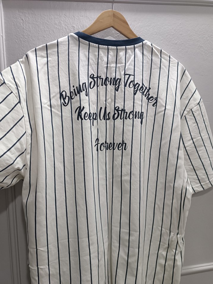 Erkek Gri Çizgili Pamuklu Tişört - Görsel 4