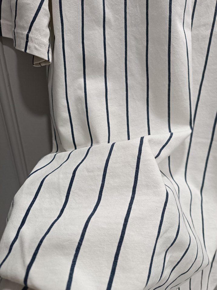 Erkek Gri Çizgili Pamuklu Tişört - Görsel 5