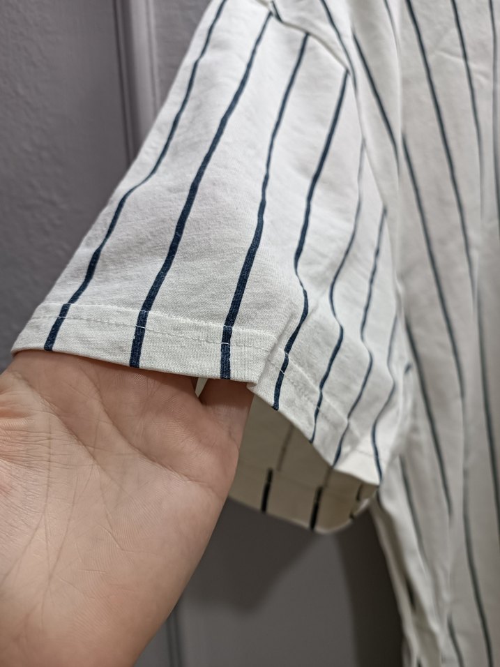 Erkek Gri Çizgili Pamuklu Tişört - Görsel 2