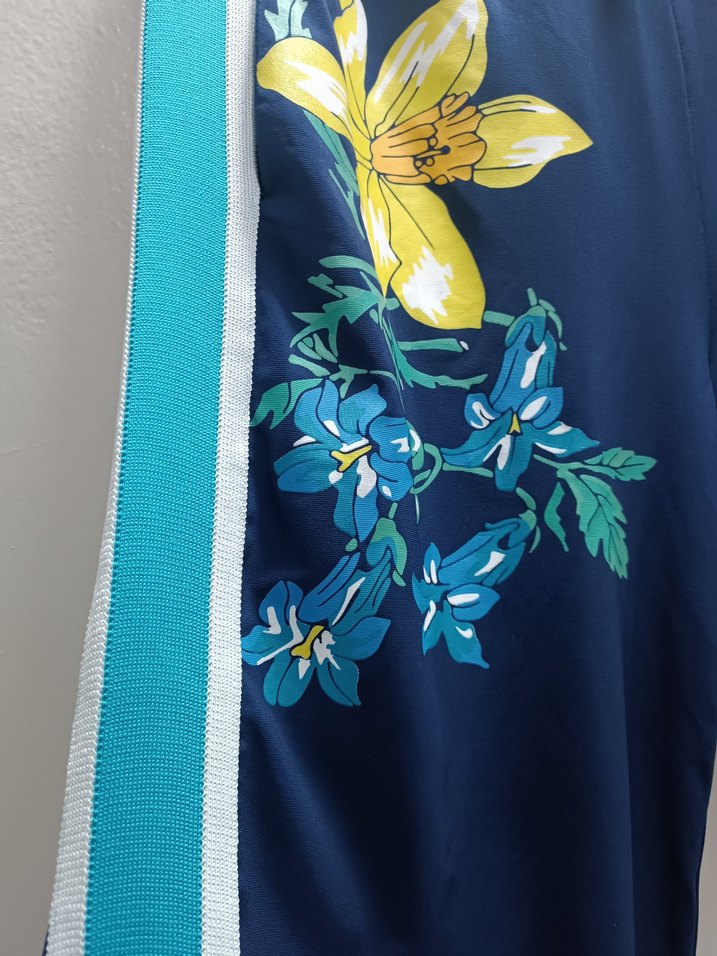 Nakışlı Mavi Rahat Kesim Kadın Spor Pantolon - Görsel 3