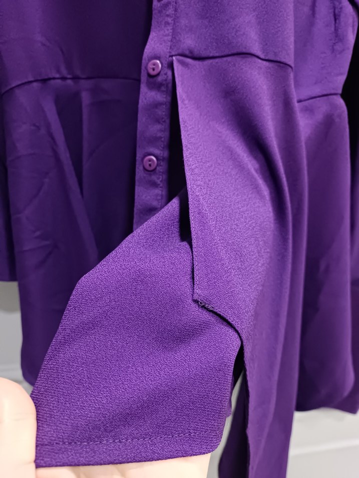 Mor Uzun Kollu Drapeli Kadın Tunik - Görsel 3