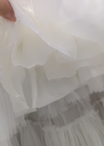 Çiçek Detaylı Beyaz Mini Gelinlik - Görsel 5