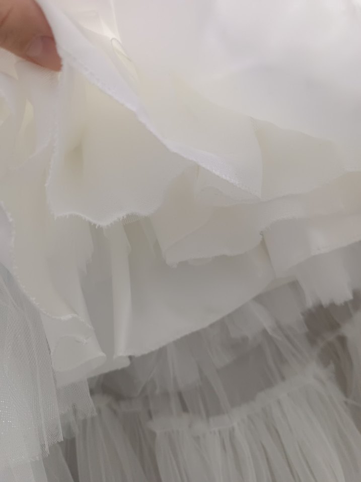 Çiçek Detaylı Beyaz Mini Gelinlik - Görsel 5