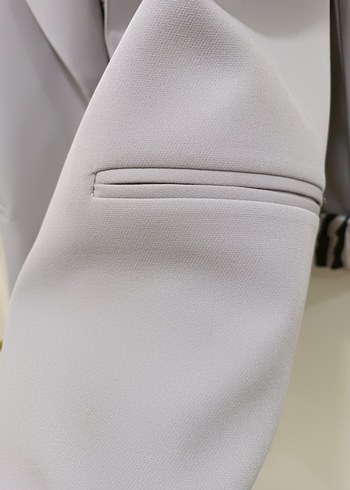 Gri Zebra Desenli Kadın Blazer - Görsel 6