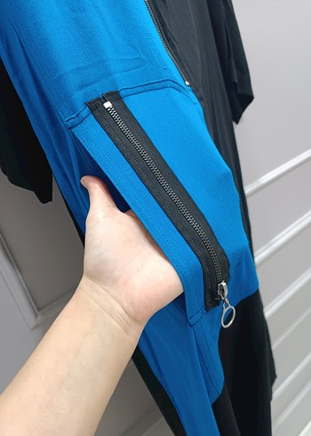 Uzun Lacivert Siyah Kadın Elbise - Görsel 3