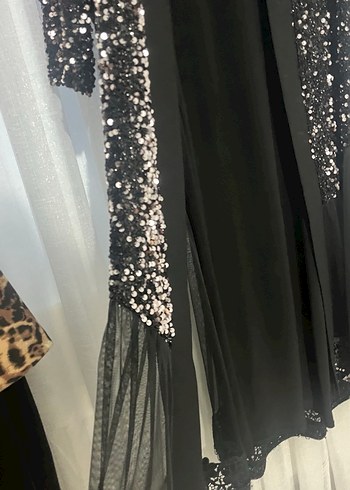 2 parça Abaya siyah parlak payet - Görsel 2