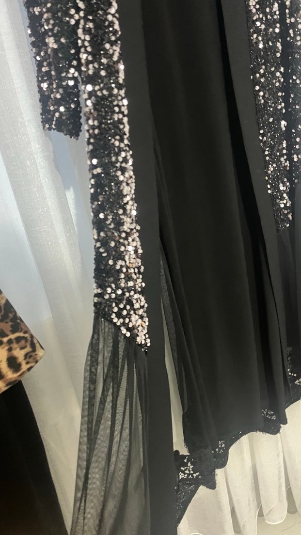 2 parça Abaya siyah parlak payet - Görsel 2