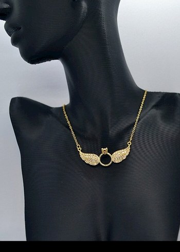 Çelik Gold Yüzük Taşlı Kolye 45cm