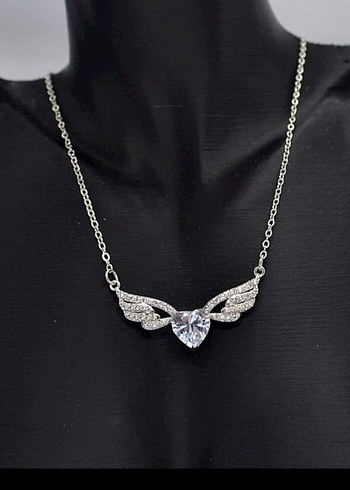 Diğer Çelik Silver Taşlı Kalp Kolye 45cm