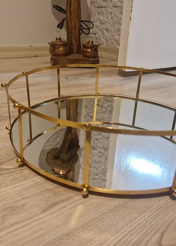 Parlak Altın Metal Çerçeveli Yuvarlak Ayna - Görsel 3