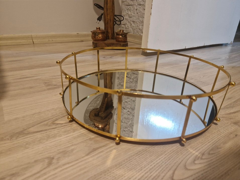 Parlak Altın Metal Çerçeveli Yuvarlak Ayna - Görsel 3