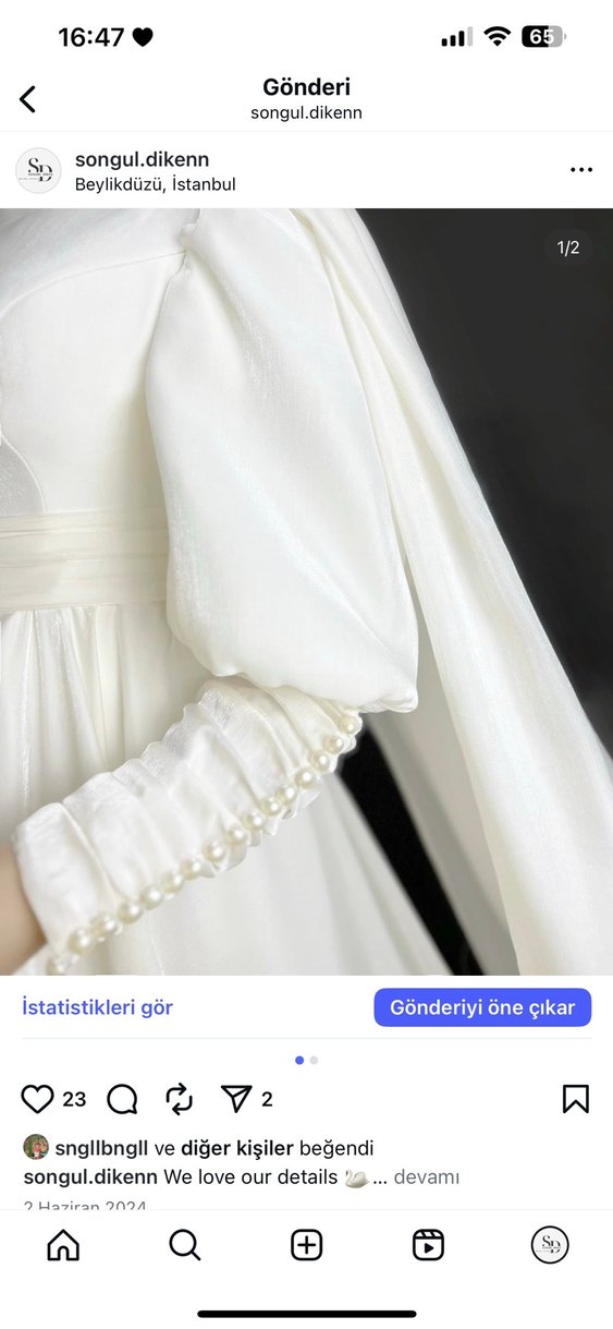 Uzun Parlak Beyaz A Kesim Gelinlik - Görsel 2