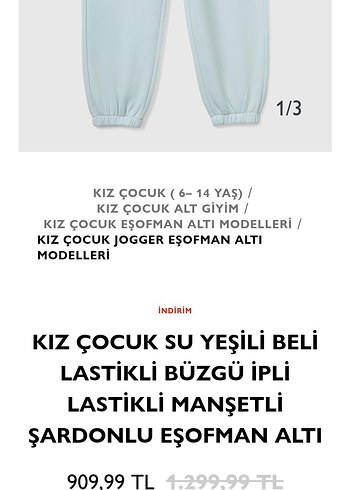 Su yeşili kız çocuk kışlık eşofman altı - Görsel 8
