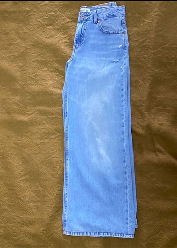 Pull and Bear Kadın Mavi Bol Kesim Kot Pantolon