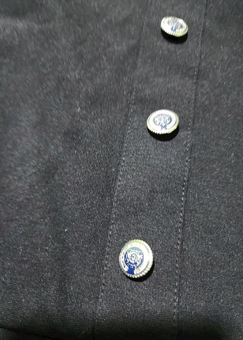 Düğmeli Siyah Midi Kadın Elbise - Görsel 5