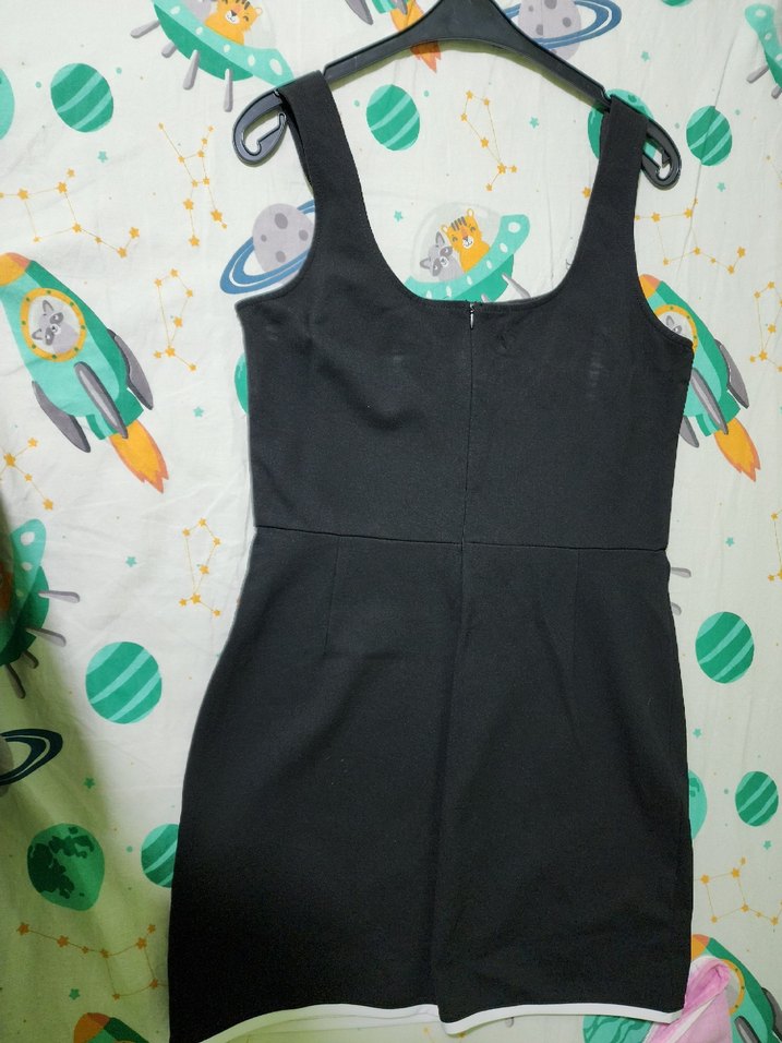 Düğmeli Siyah Midi Kadın Elbise - Görsel 4