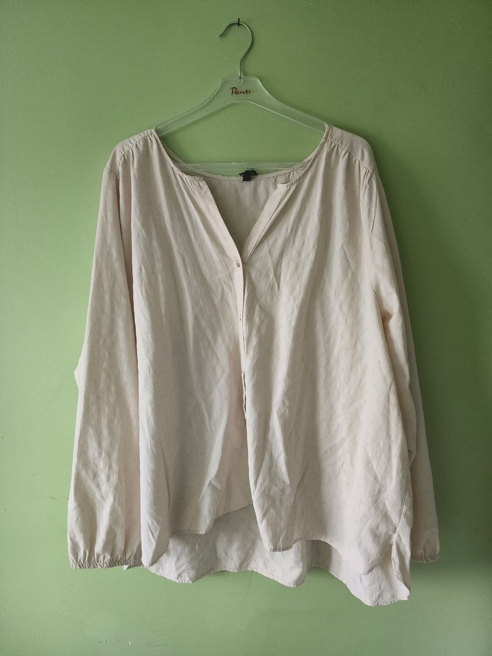 Beyaz V Yaka Kadın Keten Gömlek - Görsel 3