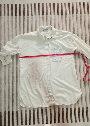 Düğmeli Beyaz Keten Uzun Kollu Kadın Gömlek - Görsel 3