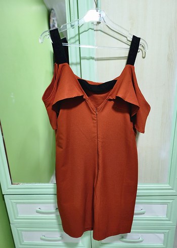 Kırmızı V Yakalı Midi Kadın Elbise - Görsel 5