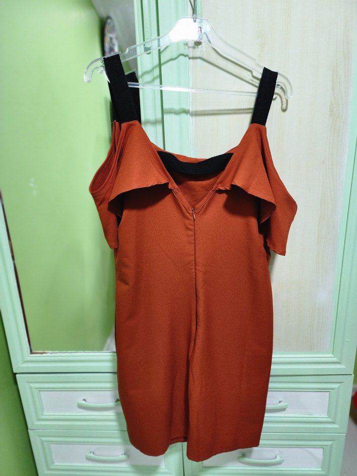 Kırmızı V Yakalı Midi Kadın Elbise - Görsel 5