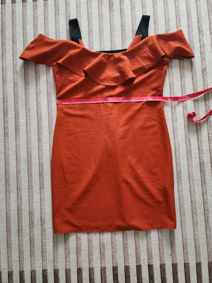 Kırmızı V Yakalı Midi Kadın Elbise - Görsel 2