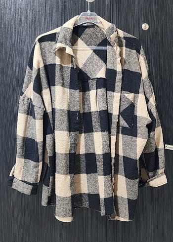 gri Ekose Desenli Düğmeli Kadın Gömlek - Görsel 2