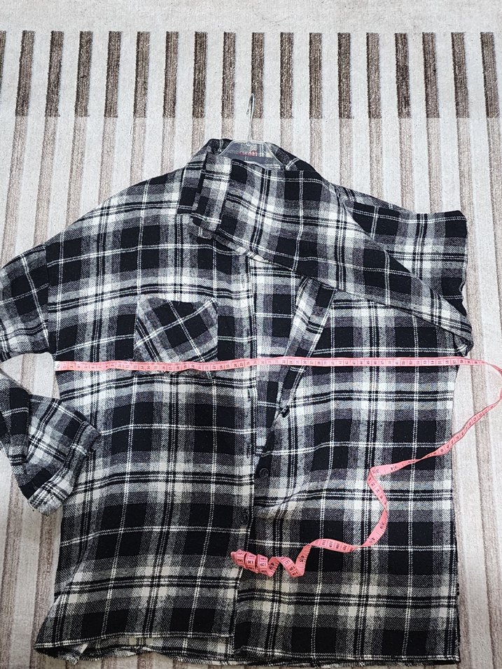 Gri Kareli Pamuklu Kadın Gömlek - Görsel 3