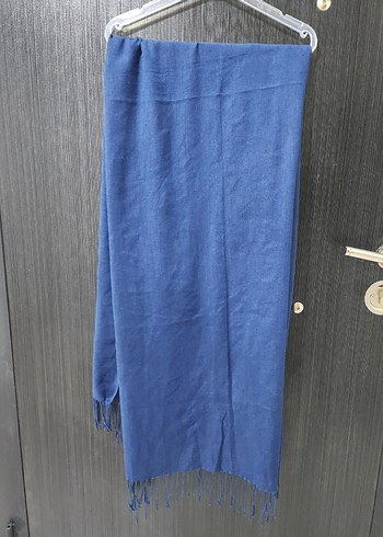 Bohem Tarzı Mavi Gri Örgü Kadın Şal - Görsel 2