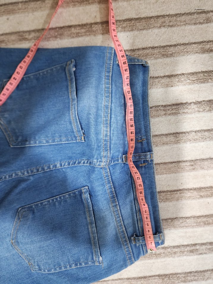 Kadın Mavi Denim Kemerli Normal Boy Jean - Görsel 4