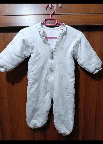 unisex Bebek Kız Beyaz Fermuarlı Tulumu - Görsel 4