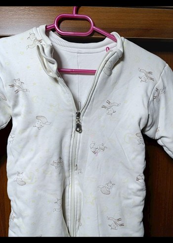 unisex Bebek Kız Beyaz Fermuarlı Tulumu - Görsel 2