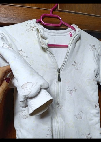 unisex Bebek Kız Beyaz Fermuarlı Tulumu - Görsel 3