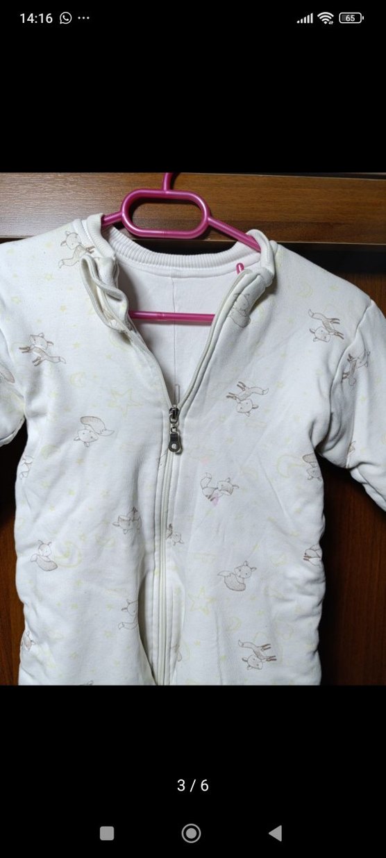 unisex Bebek Kız Beyaz Fermuarlı Tulumu - Görsel 2