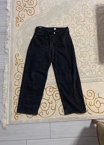m Beden Kemerli Siyah Kadın Denim Pantolon