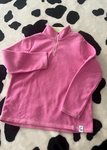 8 Yaş Beden pembe Renk Kız Çocuk Pembe Fermuarlı İnce Sweatshirt