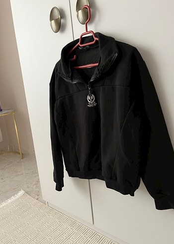 Siyah Kadın Fermuarlı Yüksek Yakalı Sweatshirt