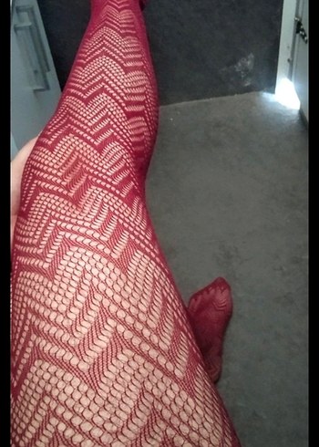 Bordo Dantel Desenli Midi Kadın Çorap