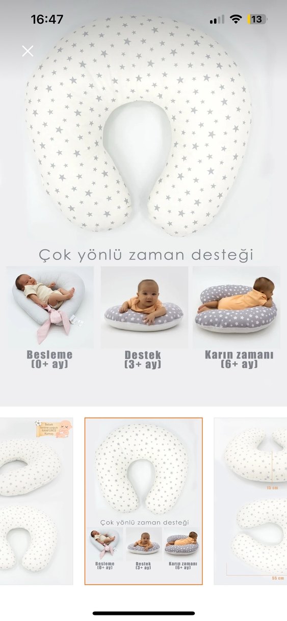 Nakışlı Beyaz Hamile Emzirme Yastığı - Görsel 2