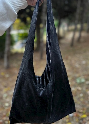 Siyah Süet Goth Tarzı Kadın Çanta