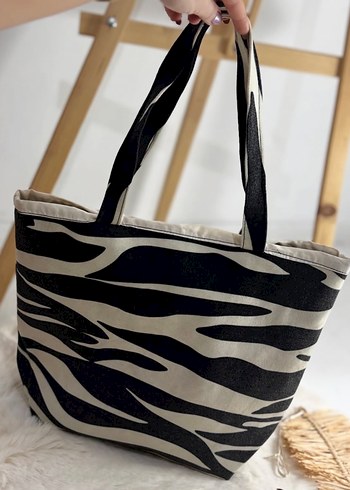 Tasarımcı Gri Zebra Desenli Kadın Çanta